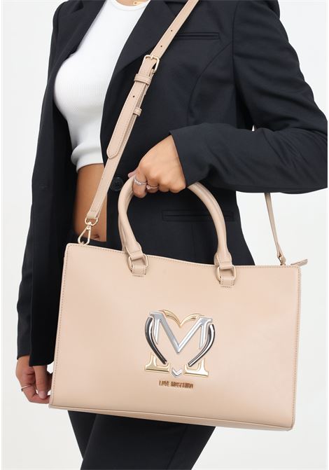 Shopper beige da donna con logo LOVE MOSCHINO | JC4329PP0LKN0106